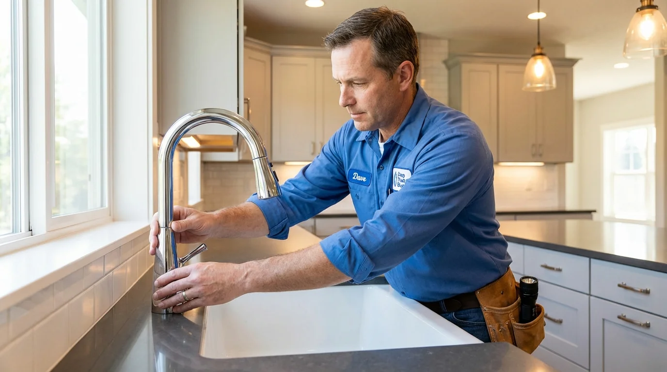 Kitchen faucet installation by Johns Plumbing LLC in Bedford
